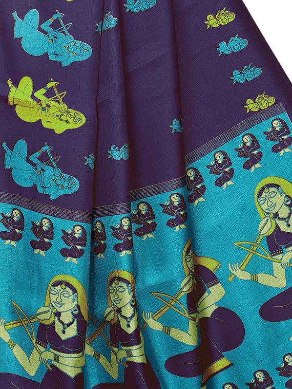 conversational printed saree with blouse - 16219258 - Zoom Image - 4