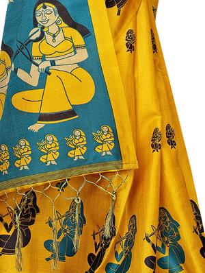 conversational printed saree with blouse - 16219260 - Standard Image - 4