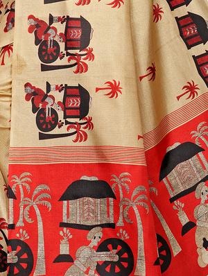 conversational printed saree with blouse - 16219261 - Standard Image - 4