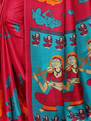 conversational printed saree with blouse - 16219292 - Standard Image - 4