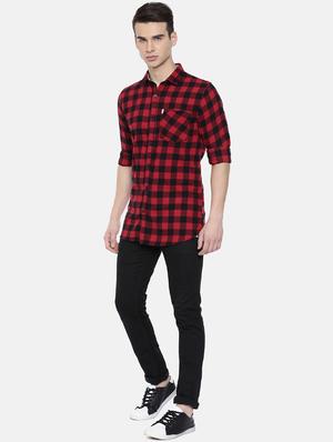 red checkered casual shirt - 16220786 - Standard Image - 4