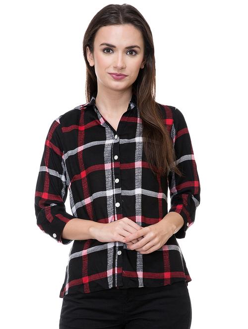 curved hem checkered shirt - 16221081 - Standard Image - 1