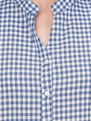curved hem checkered shirt - 16222237 - Standard Image - 4