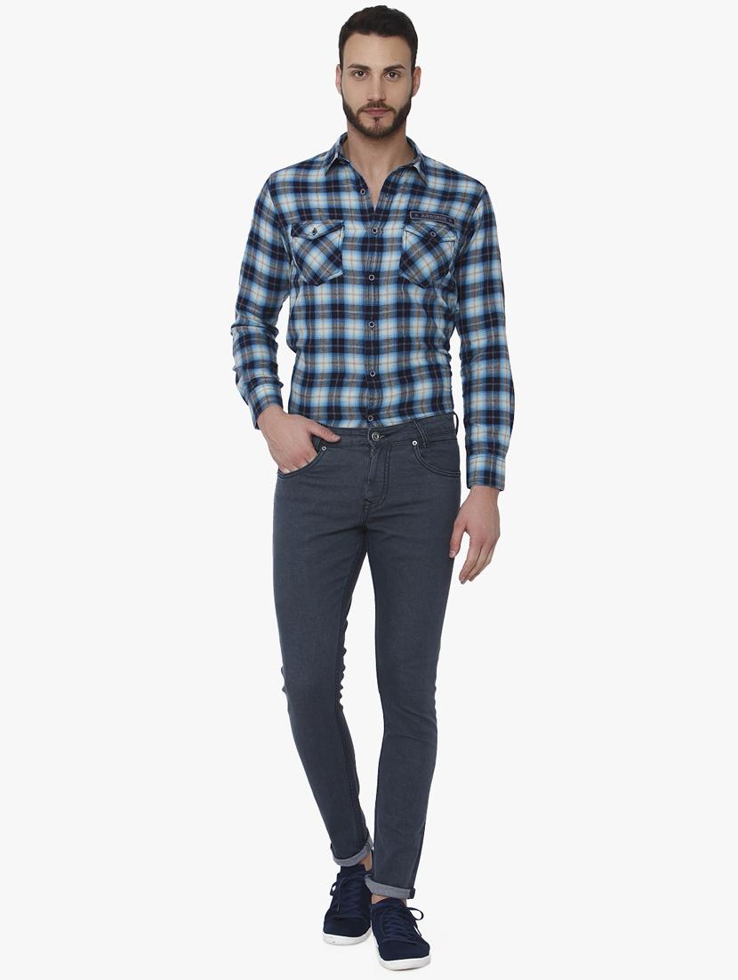 grey cotton blend plain jeans - 16222261 - Zoom Image - 4