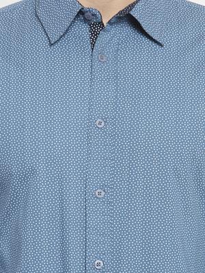 blue printed casual shirt - 16225289 - Standard Image - 4