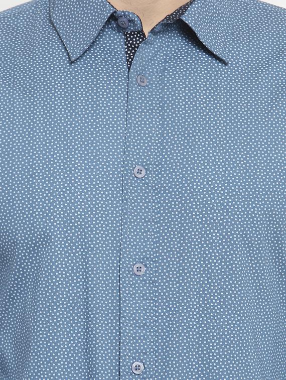 blue printed casual shirt - 16225289 - Zoom Image - 4