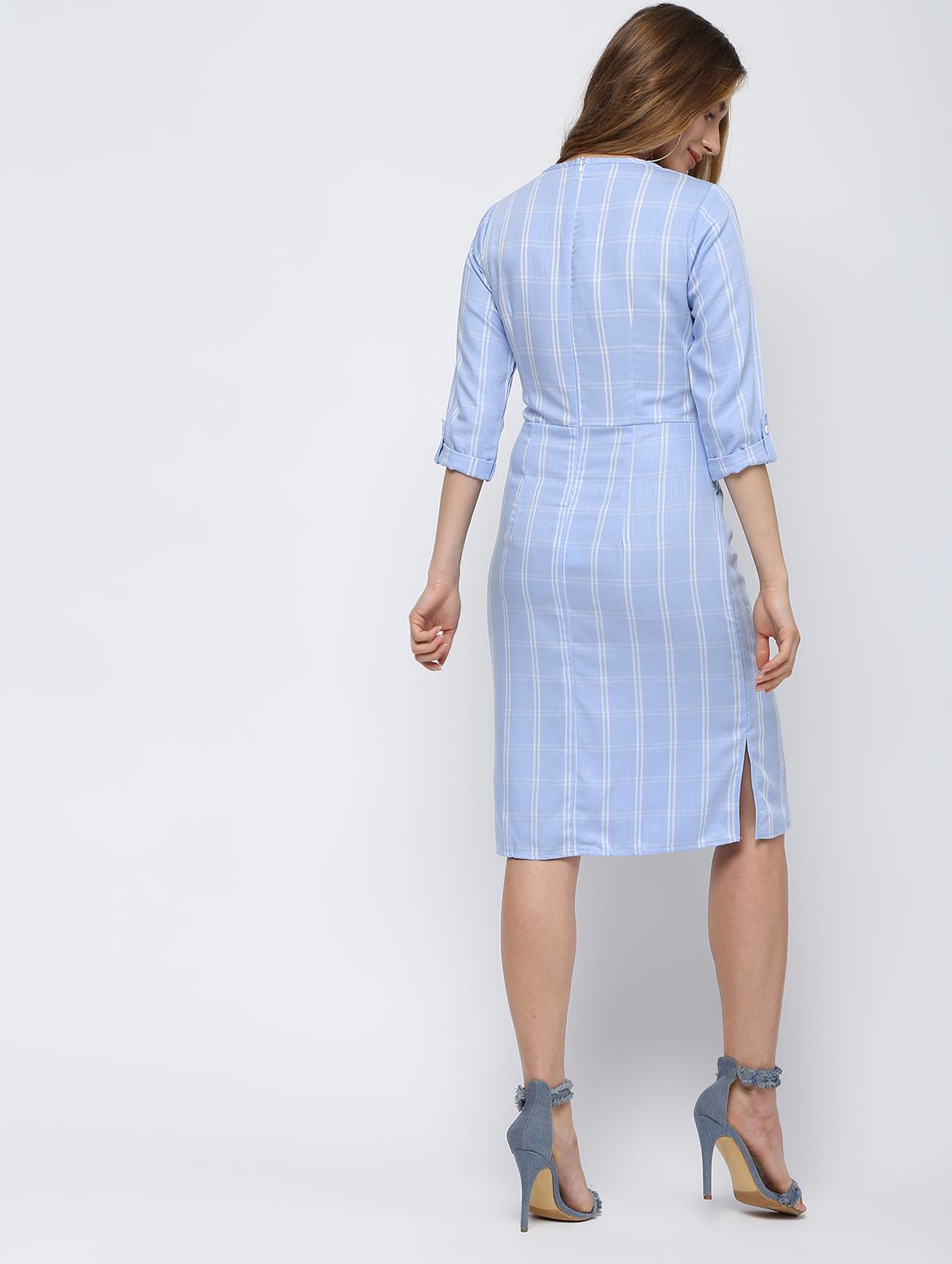 tie front checkered sheath dress - 16226125 - Zoom Image - 4