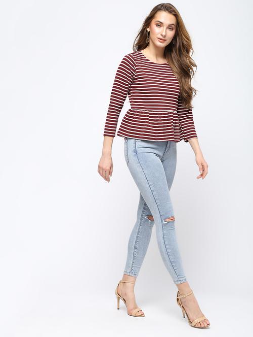 gathered striped top - 16226151 - Standard Image - 1