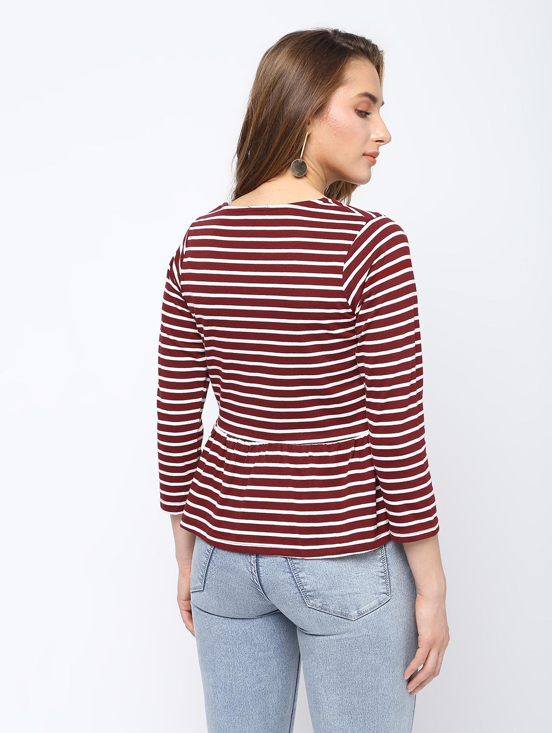 gathered striped top - 16226151 - Zoom Image - 4