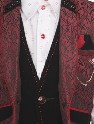 red polyester suit set jackets & coat - 16226183 - Standard Image - 4