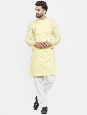 yellow solid long kurta - 16226442 - Standard Image - 4