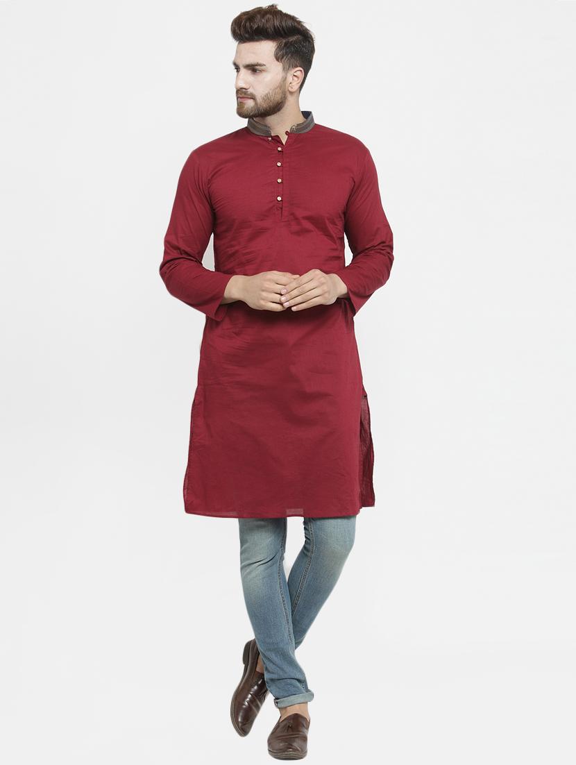 red solid long kurta - 16226449 - Zoom Image - 4