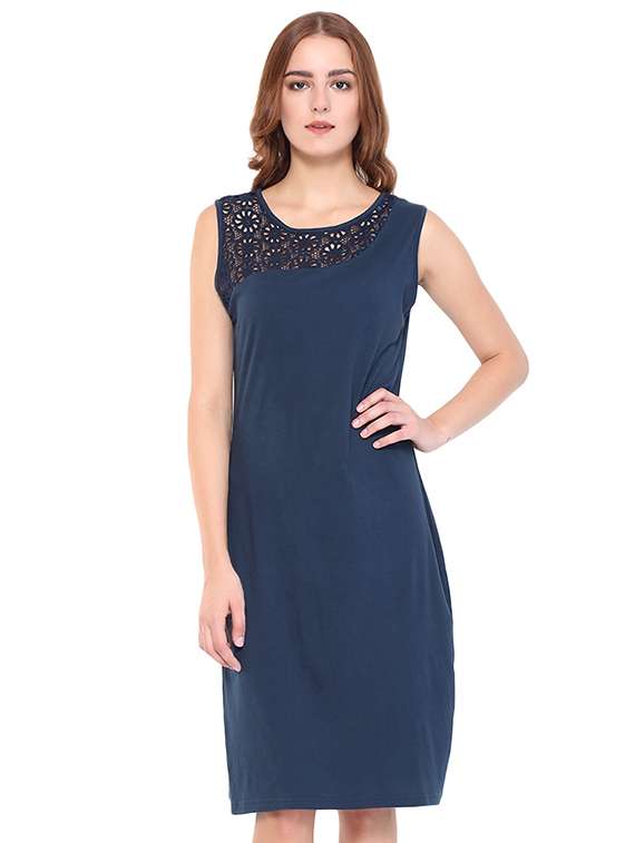 lace paneled sheath dress