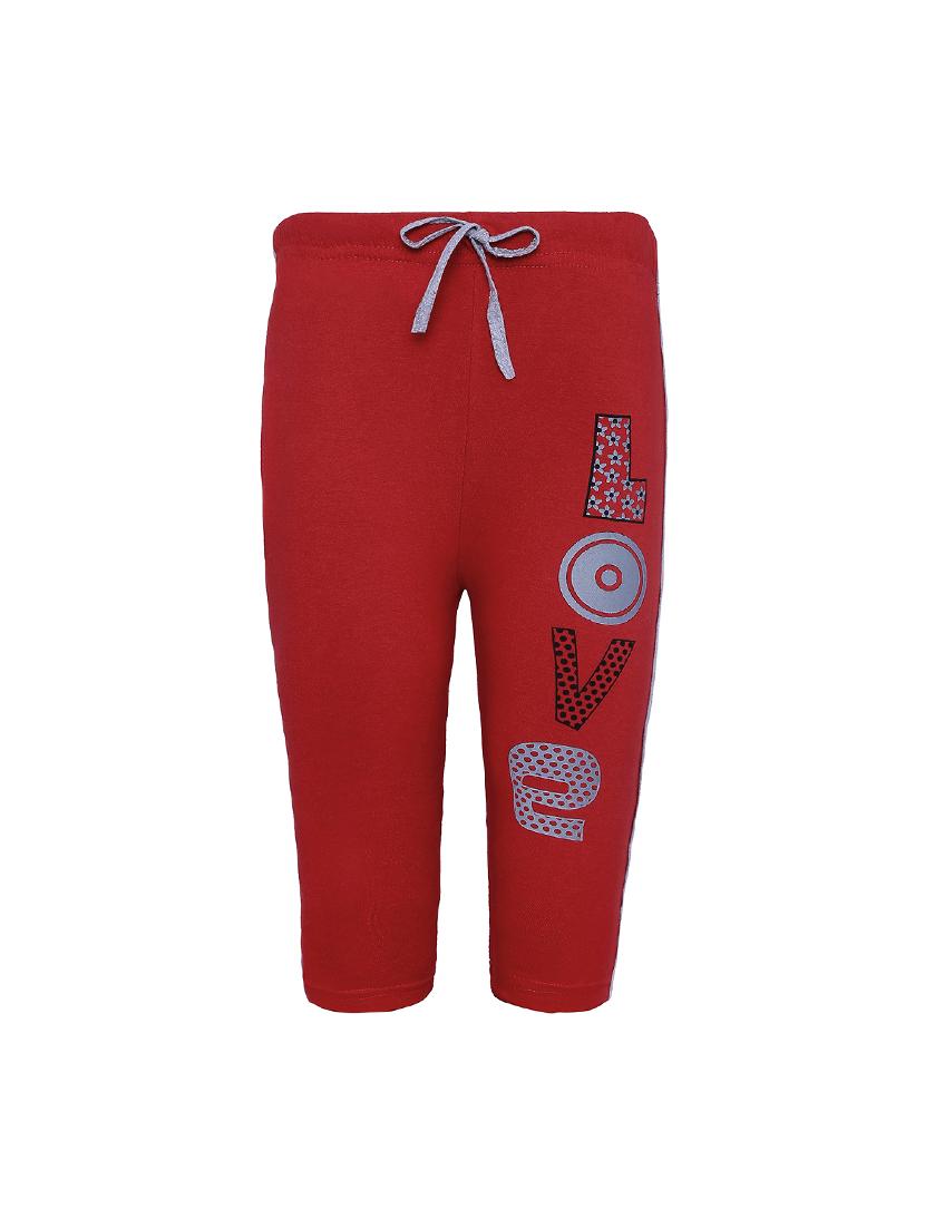 red and off white cotton three fourths shorts - 16227370 - Zoom Image - 4