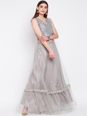 grey silk embroidered blouse - 16228279 - Standard Image - 4