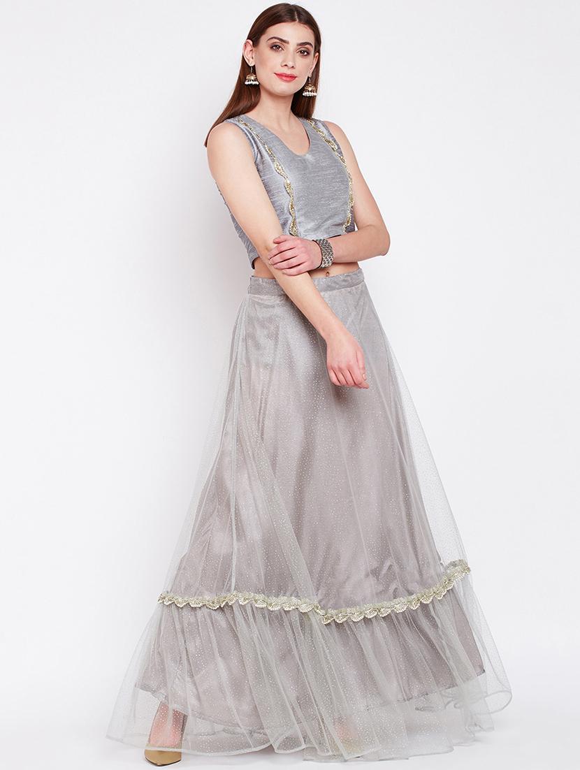 grey silk embroidered blouse - 16228279 - Zoom Image - 4