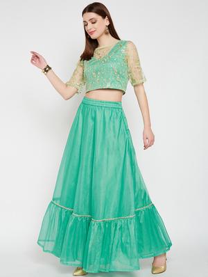 green net embroidered blouse - 16228284 - Standard Image - 4