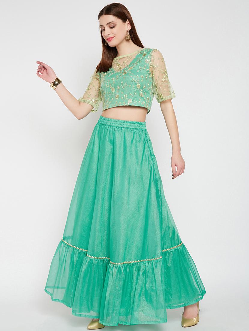 green net embroidered blouse - 16228284 - Zoom Image - 4
