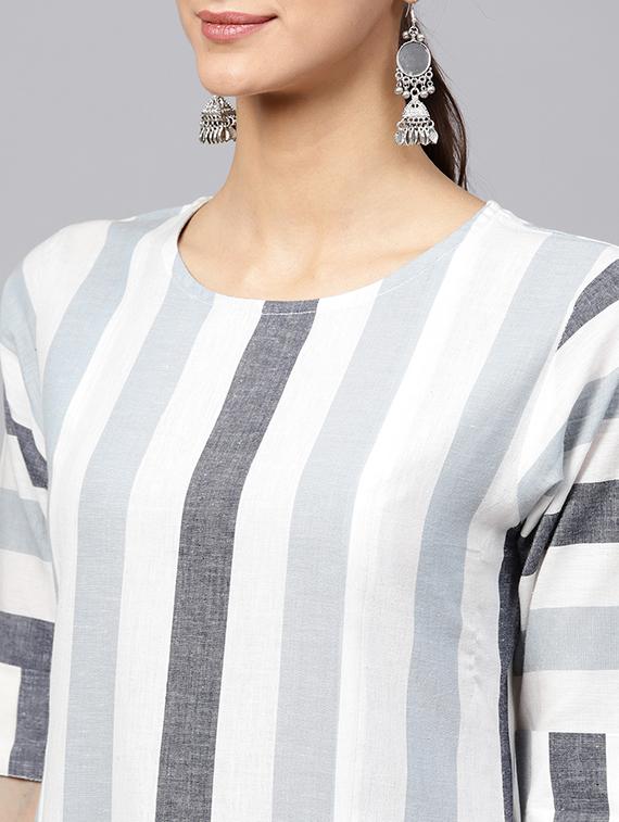 stripes straight kurta - 16228747 - Zoom Image - 4