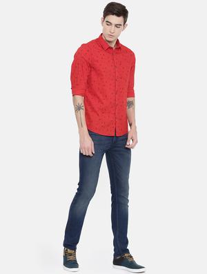 red printed casual shirt - 16229037 - Standard Image - 4