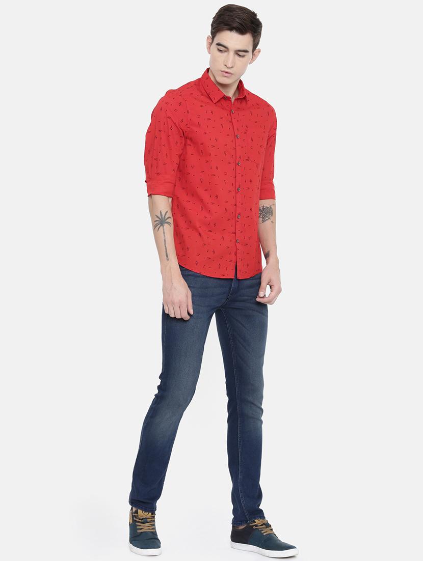 red printed casual shirt - 16229037 - Zoom Image - 4