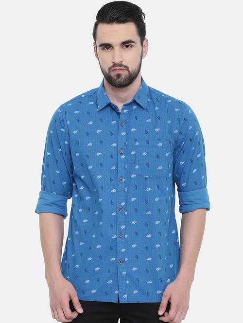 blue printed casual shirt - 16229049 - Standard Image - 1