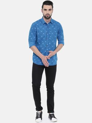 blue printed casual shirt - 16229049 - Standard Image - 4