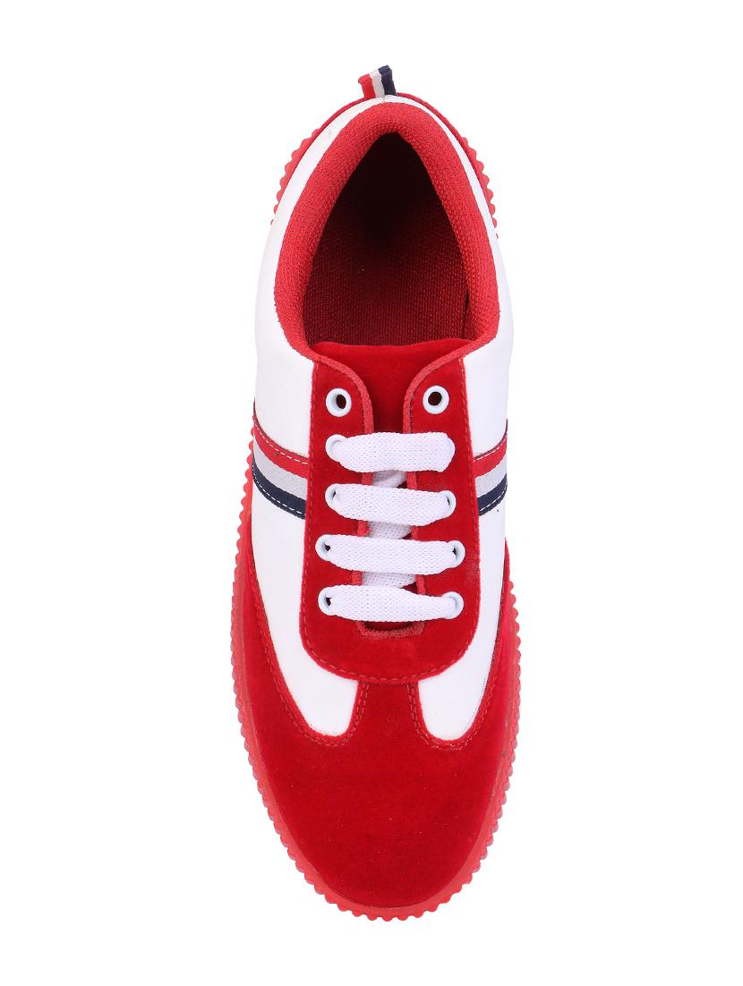 red suede lace up sneakers - 16229171 - Zoom Image - 4