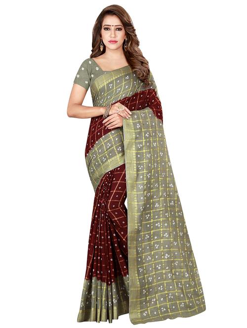 Bandhani printed saree with blouse - 16229271 - Standard Image - 1