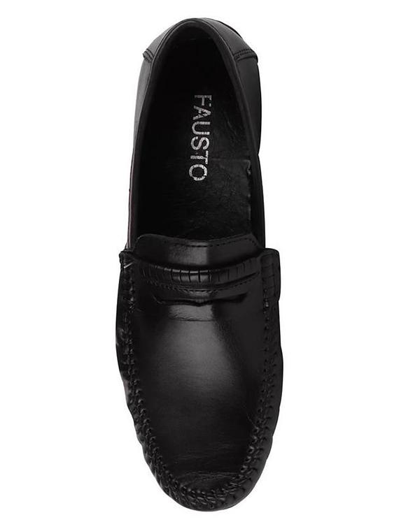 black leather slip on loafers - 16229684 - Zoom Image - 4