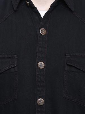black denim casual shirt - 16229807 - Standard Image - 4
