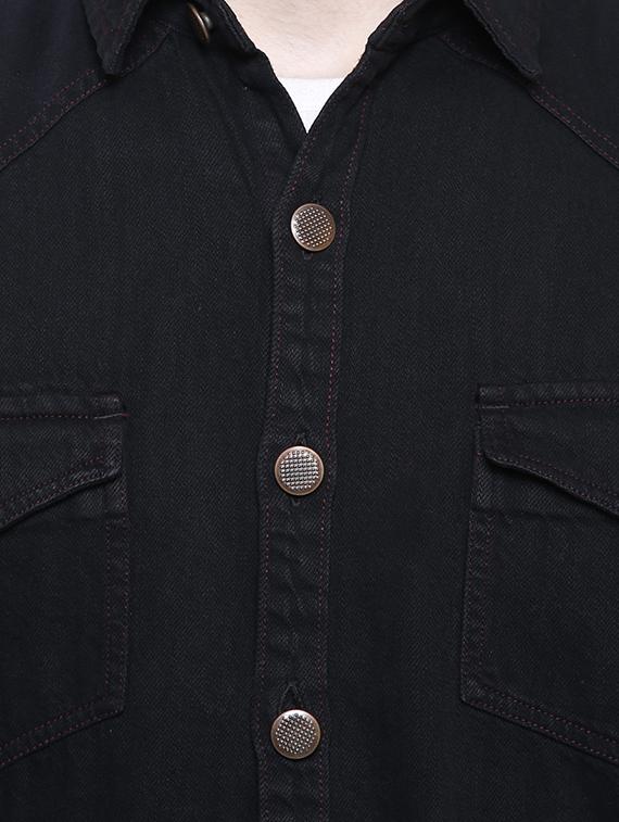 black denim casual shirt - 16229807 - Zoom Image - 4