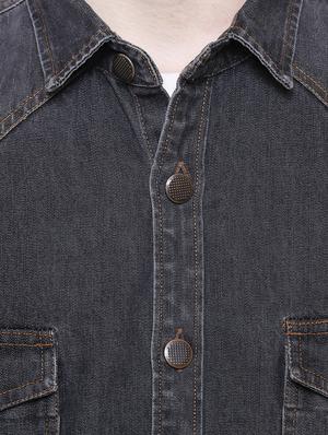 grey denim casual shirt - 16229808 - Standard Image - 4