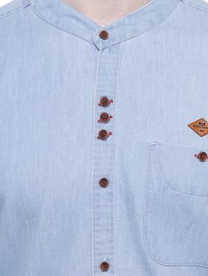 blue solid casual shirt - 16229810 - Standard Image - 4