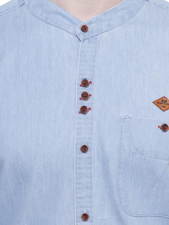 blue solid casual shirt - 16229810 - Zoom Image - 4