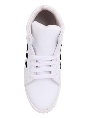 white leatherette lace up sneakers - 16231263 - Standard Image - 4