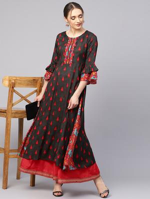 geometrical printed a-line kurta - 16231928 - Standard Image - 4