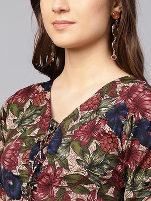 floral printed straight kurta - 16231941 - Standard Image - 4