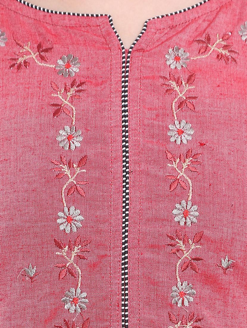 Embroidered straight kurta - 16233388 - Zoom Image - 4