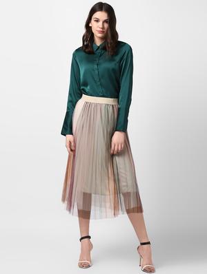 high rise mesh pleated a-line skirt - 16233893 - Standard Image - 4