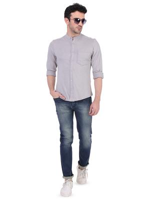 grey solid casual shirt - 16235014 - Standard Image - 4