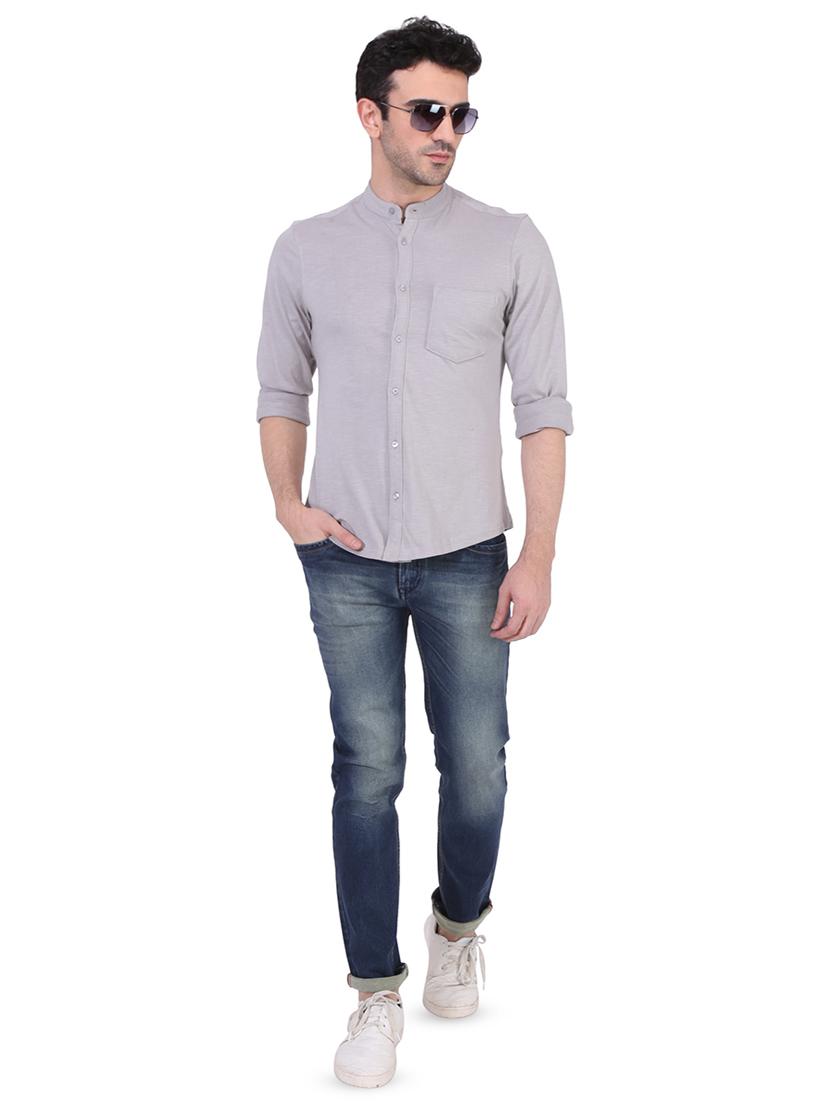 grey solid casual shirt - 16235014 - Zoom Image - 4