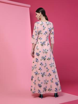 round neck floral maxi dress - 16235159 - Standard Image - 4