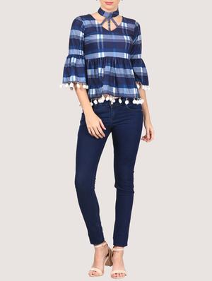 blue hosery blouson top - 16235193 - Standard Image - 4