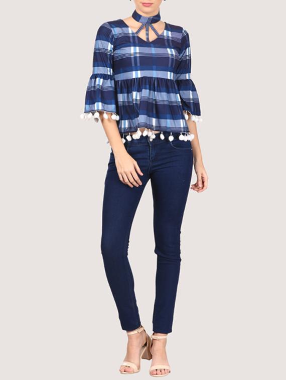 blue hosery blouson top - 16235193 - Zoom Image - 4