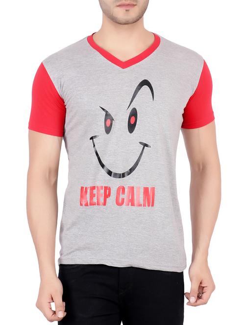 grey chest print tshirt - 16235216 - Standard Image - 1