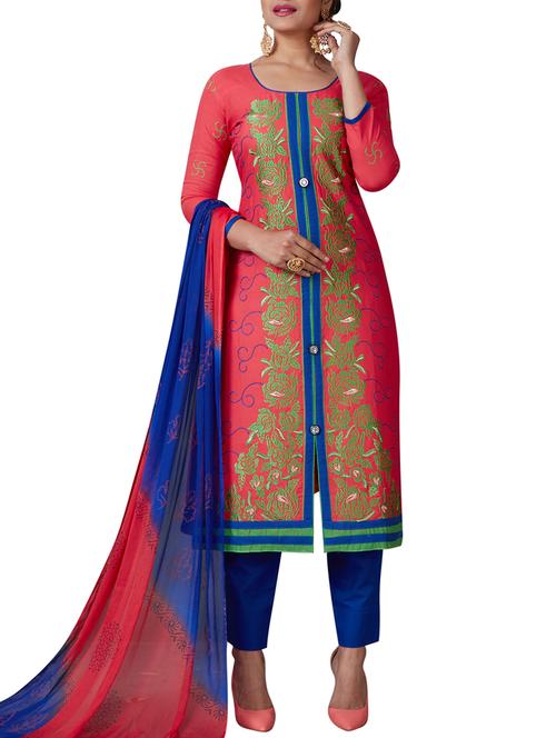 embroidered pant unstitched suit - 16235399 - Standard Image - 1