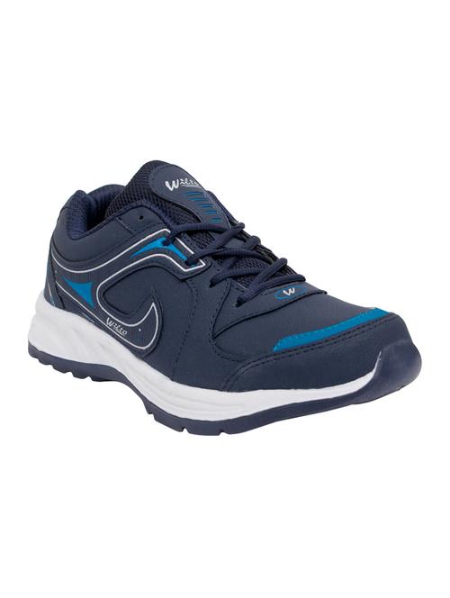 navy blue leatherette sport shoes - 16235926 - Standard Image - 1