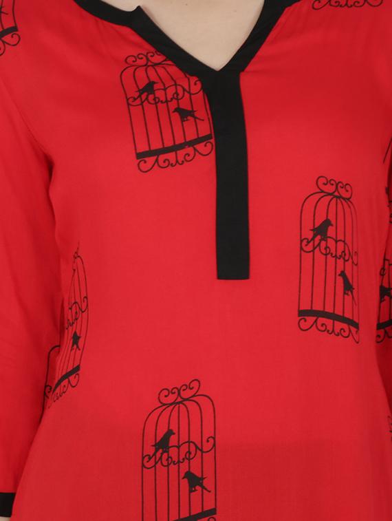 conversational printed straight kurta - 16236653 - Zoom Image - 4