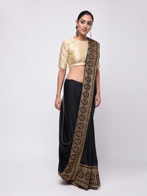 embroidery bordered saree with blouse - 16236756 - Very Small Image - 1